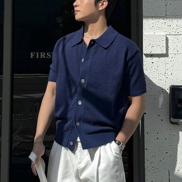 MRCYC-Plain Short-Sleeve Knit Shirt