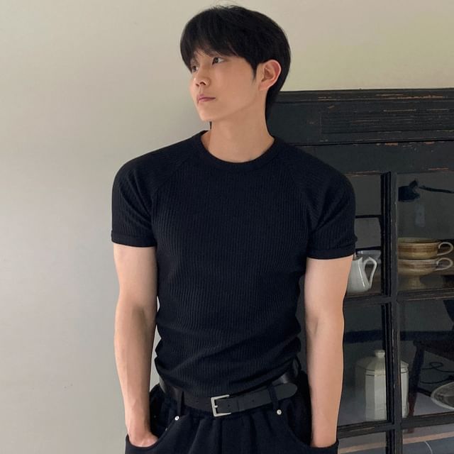MRCYC-Ribbed Skinny Raglan T-Shirt