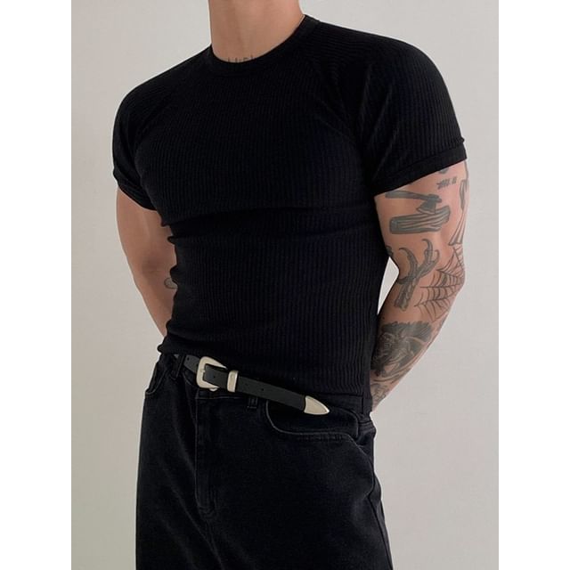 MRCYC-Ribbed Skinny Raglan T-Shirt