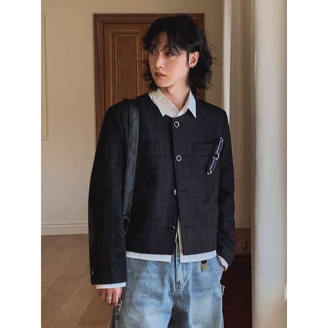 MRCYC-Round-Neck Tweed Jacket
