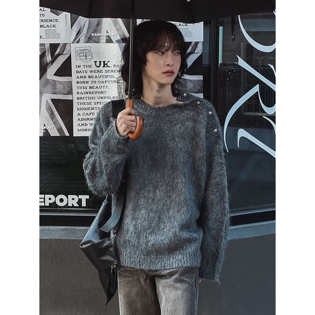 MRCYC-Shoulder-Button Furry-Knit Sweater