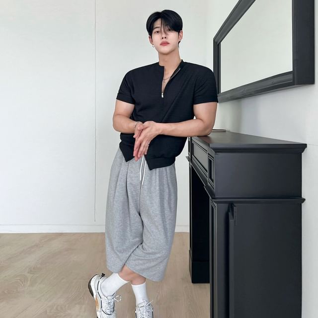 MRCYC-Slim-Fit Zipper T-Shirt
