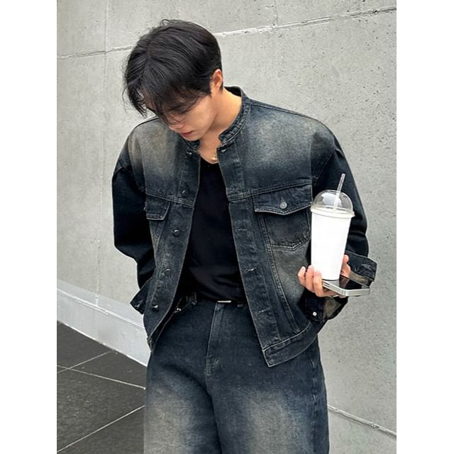 MRCYC-Stand-Collar Denim Jacket