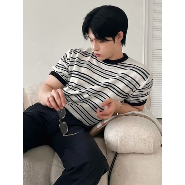 MRCYC-Striped Loose Knit T-Shirt