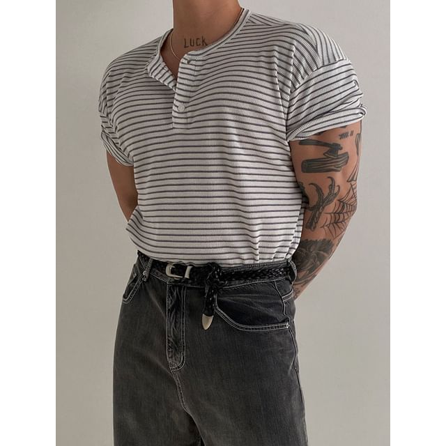MRCYC-Striped Skinny Henley