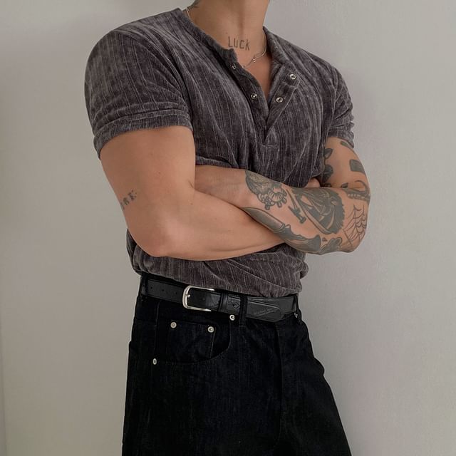 MRCYC-Textured Short-Sleeve Light Henley