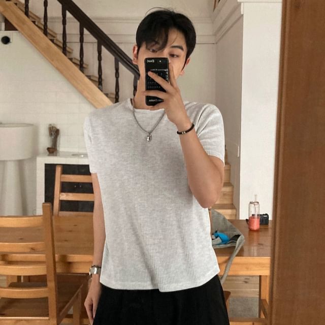 MRCYC-Waffle Short-Sleeve Plain T-Shirt
