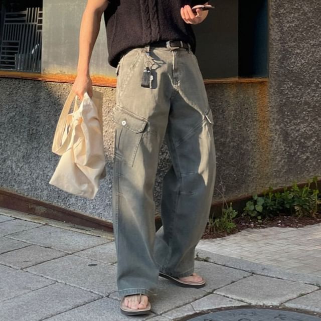 MRCYC-Washed Relax Cargo Jeans