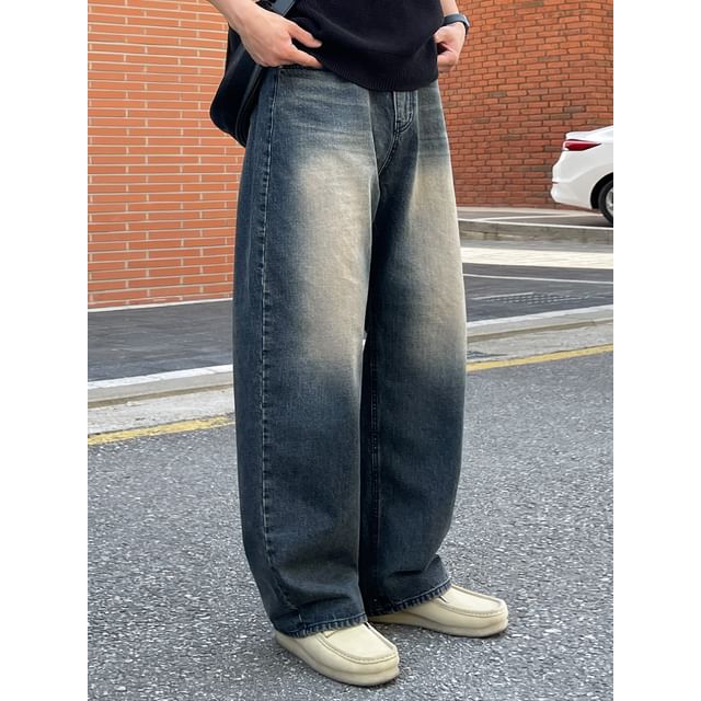 MRCYC-Washed Straight-Cut Loose Jeans