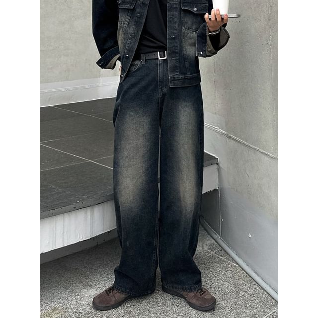 MRCYC-Washed Straight-Cut Loose Jeans