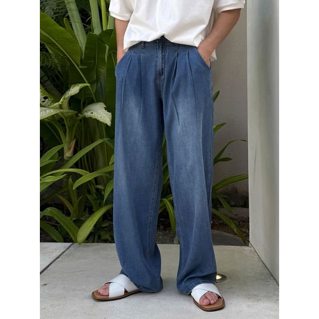 MRCYC-Washed Straight-Cut Loose Jeans