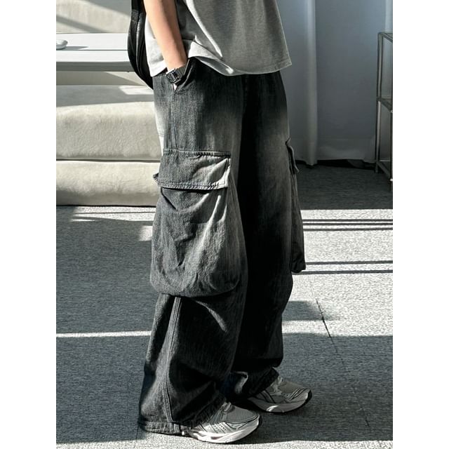 MRCYC-Washed Wide-Leg Cargo Jeans