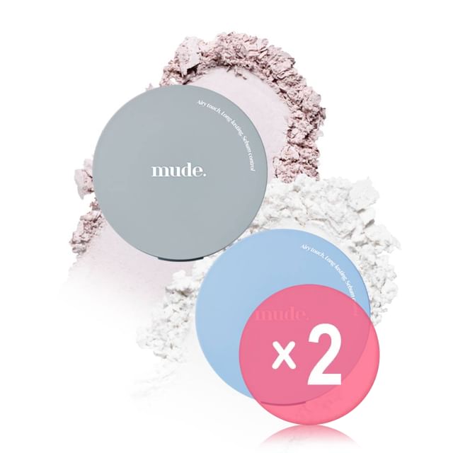 mude-Setting Powder Pact - 2 Types 2pcs Bundle Set