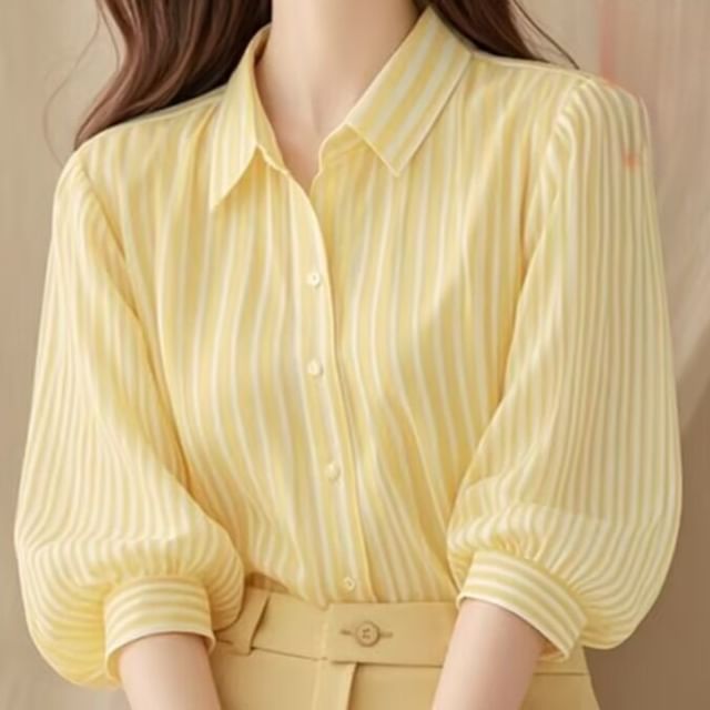 Muezz-Puff-Sleeve Striped Shirt
