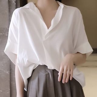 Muezz-Short-Sleeve Plain Shirt