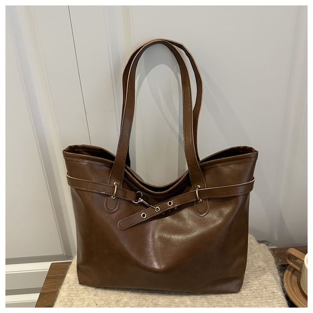 Mulgam-Buckled Faux Leather Tote Bag