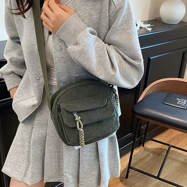 Mulgam-Corduroy Round Zip Crossbody Bag