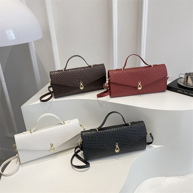 Mulgam-Embossed Flap Top Handle Shoulder Bag