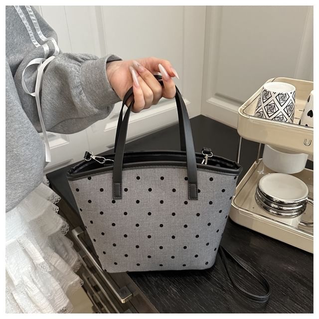 Mulgam-Faux Leather Dotted Crossbody Bag