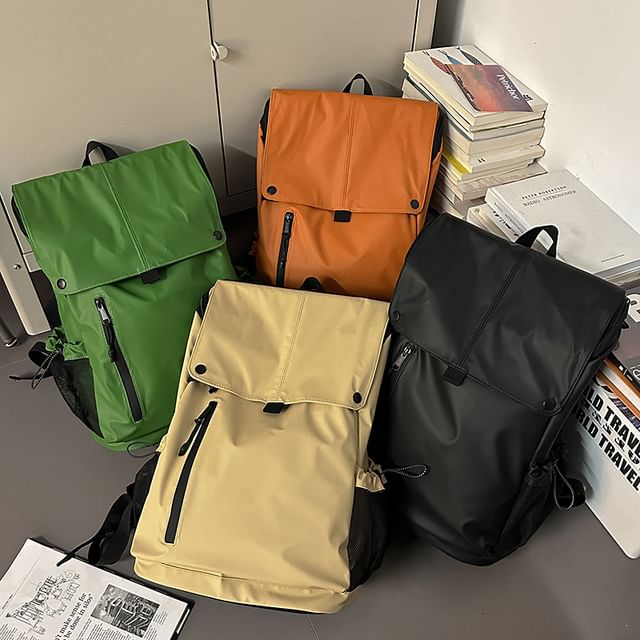 Mulgam-Faux Leather Flap Backpack