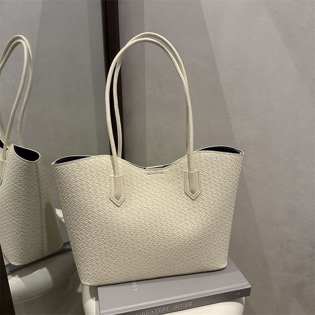 Mulgam-Faux Leather Plain Tote Bag