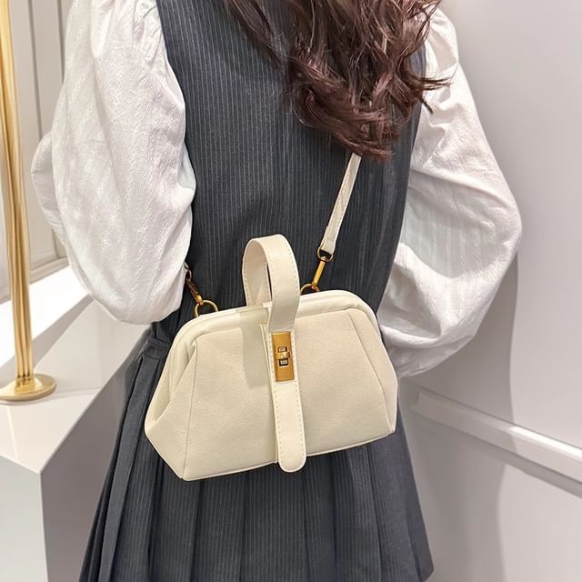 Mulgam-Faux Leather Plain Zip Crossbody Bag