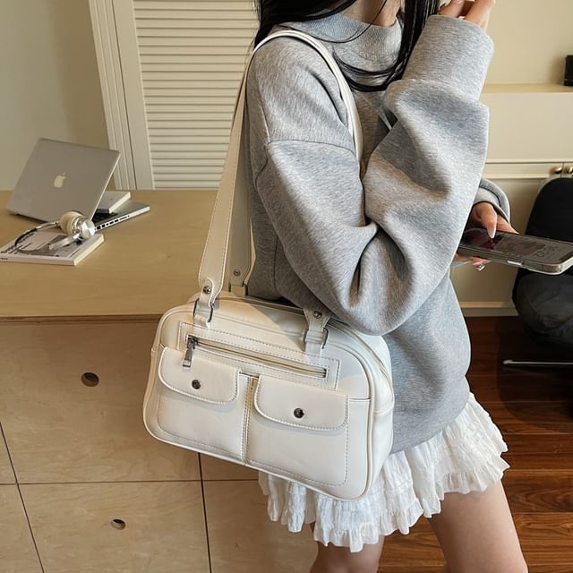Mulgam-Faux Leather Zip Shoulder Bag