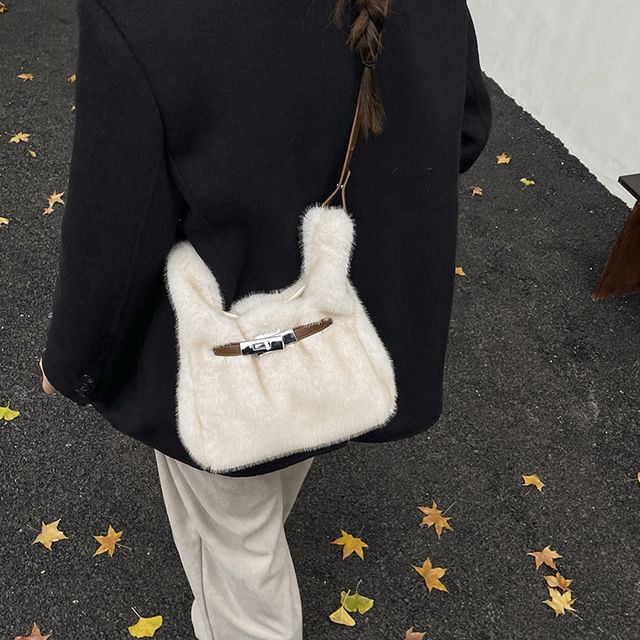 Mulgam-Fluffy Buckled Bucket Bag