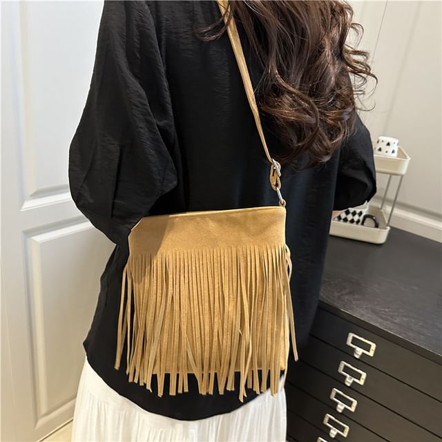 Mulgam-Fringed Crossbody Bag With Adjustable Strap