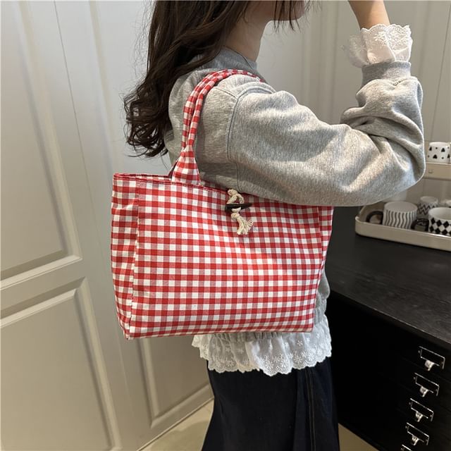 Mulgam-Gingham Toggle Tote Bag