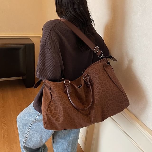 Mulgam-Leopard Print Carryall Bag