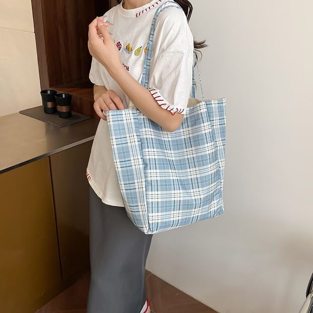 Mulgam-Plaid Tote Bag