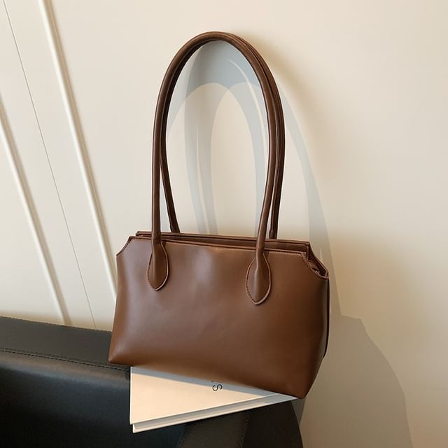 Mulgam-Plain Faux Leather Tote Bag