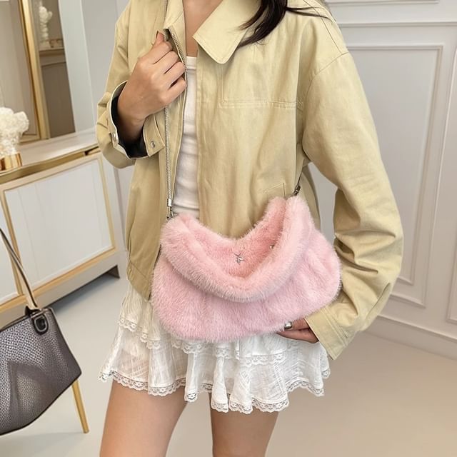 Mulgam-Plain Fluffy Crossbody Bag