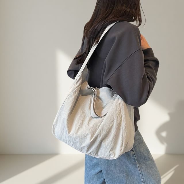 Mulgam-Plain Nylon Crossbody Tote Bag