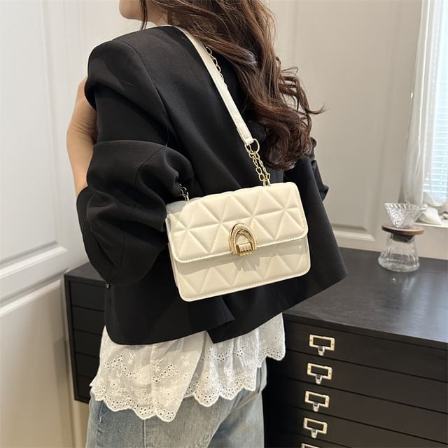 Mulgam-Quilted Flap Crossbody Shoulder Bag