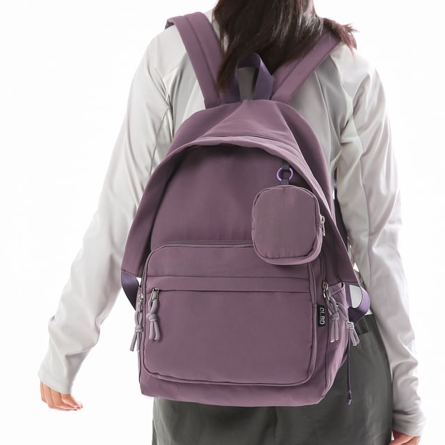 Mulgam-Set Plain Nylon Backpack Coin Purse