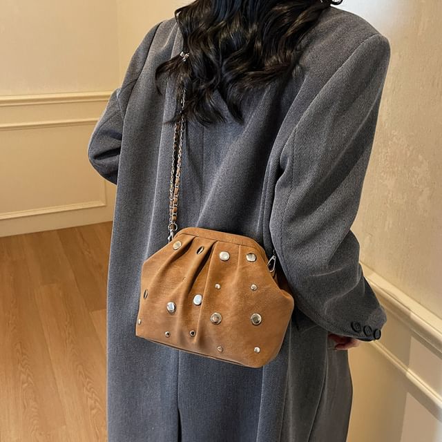 Mulgam-Stud Detail Shirred Crossbody Bag