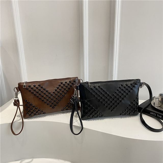 Mulgam-Studded Crossbody Wristlet