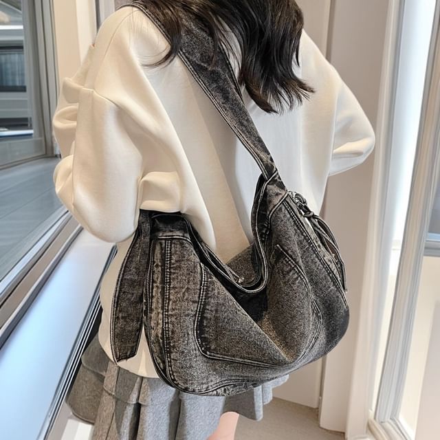 Mulgam-Washed Denim Crossbody Bag