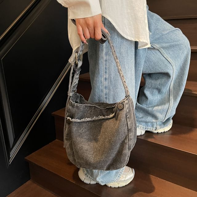 Mulgam-Washed Denim Shoulder Bag