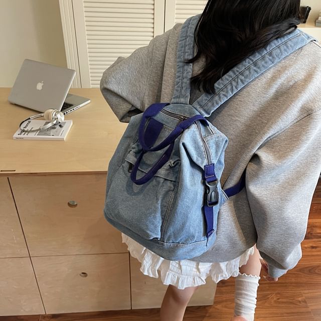 Mulgam-Washed Denim Zip Backpack