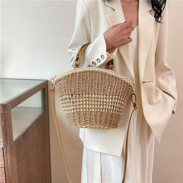 Mulgam-Woven Contrast Trim Crossbody Bag