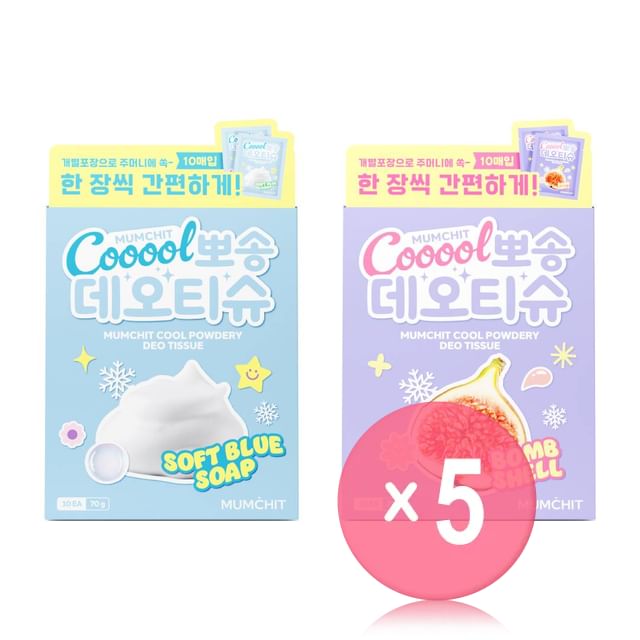 MUMCHIT-Cool Powdery Deo Tissue Set - 2 Types 5pcs Bundle Set