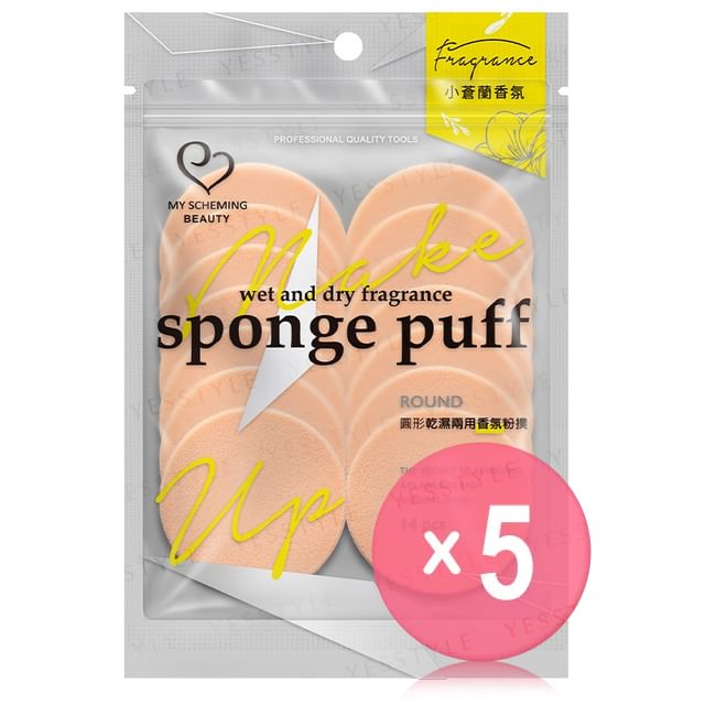 My Scheming-Round Wet Dry Fragrance Sponge Puff 5pcs Bundle Set