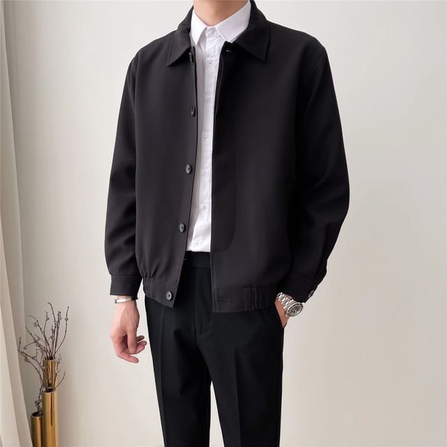 Myanderthal-Collared Button-Up Plain Jacket