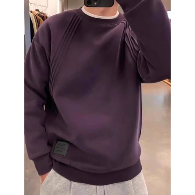 Myanderthal-Crew Neck Drop Shoulder Plain Sweatshirt