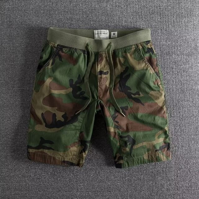 Myanderthal-Drawstring Waist Camouflage Shorts