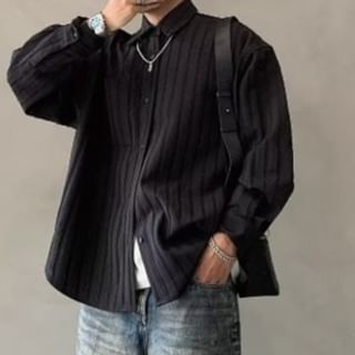 Myanderthal-Long-Sleeve Button-Up Plain Shirt