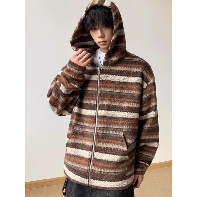 Myanderthal-Striped Zip Hoodie